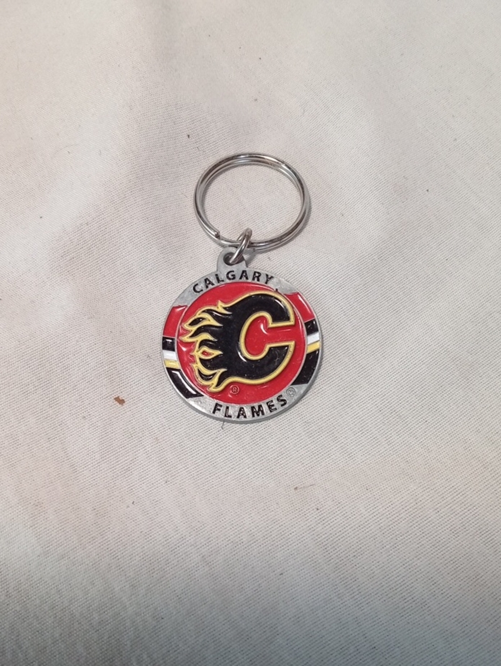 NHL Calgary Flames Red and Black Enamel Keychain